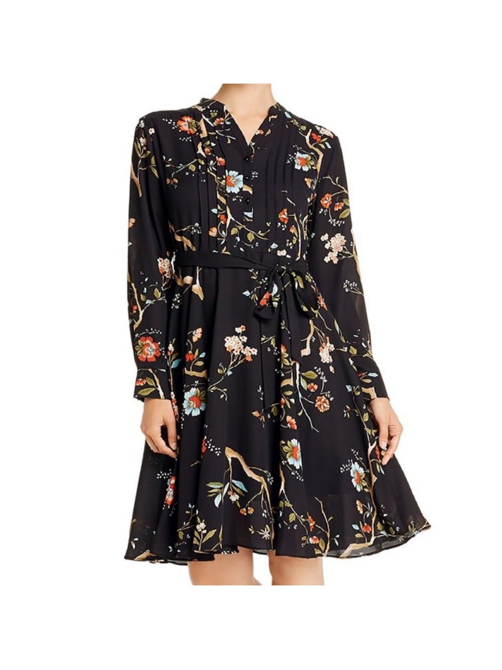 Nanette Lepore Black Floral Long Sleeve Dress Size 8